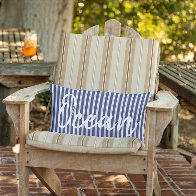 Ocean/nautical blue striped lumbar cushion (Chair)