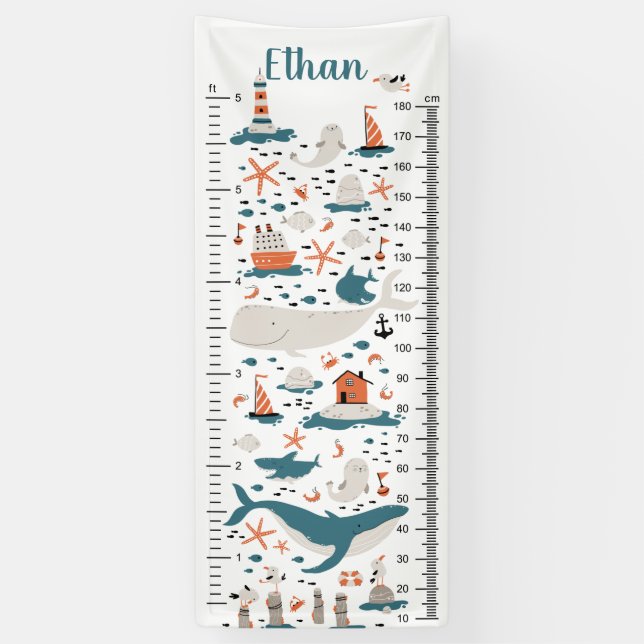 Ocean Nautical | Vinyl Growth Chart Banner (Vertical)