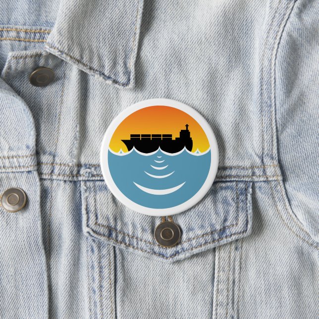 ocean noise pollution awareness 7.5 cm round badge (In Situ)