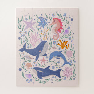 Ocean Nursery Art - Whimsical Sea Creatures Jigsaw Puzzle