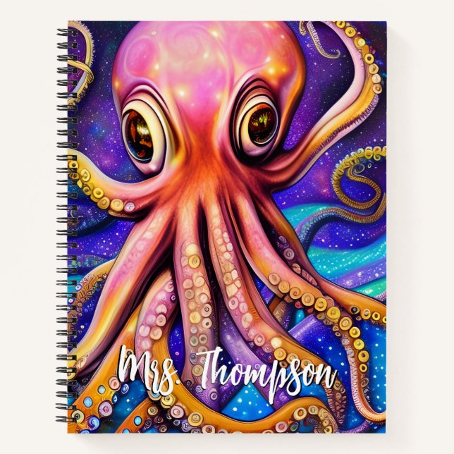 Ocean Octopus with Custom Name Notebook (Front)