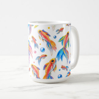 Ocean of Colour – Vibrant Watercolor Goldfish Seam Coffee Mug