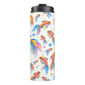 Ocean of Colour – Vibrant Watercolor Goldfish Seam Thermal Tumbler