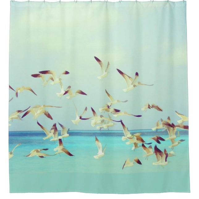 Ocean or Sea Bird Seagull Gull in Flight Shower Curtain (Front)