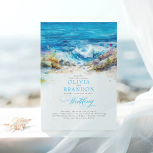 Ocean or Sea Waves Coast Romantic Sunny Wedding Invitation