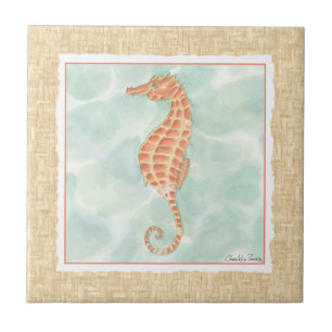 Ocean Orange Seahorse Tile