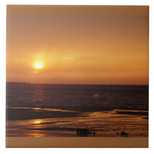 Ocean orange sunset Tile