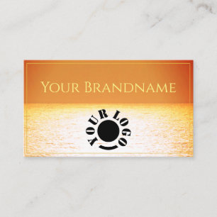Ocean Orange Yellow Ombre Sunset Custom Logo Business Card