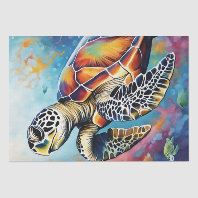 Ocean Palette: Colourful Sea Turtle Decoupage  Tissue Paper (Front)