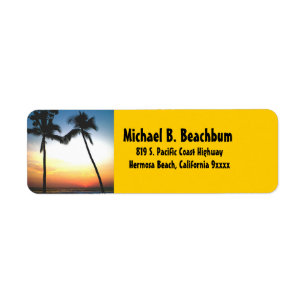 Ocean Palm Trees at Sunset Return Address Label