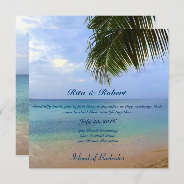 Ocean | Palm | Wedding Invitation Semi-Gloss (Front/Back)