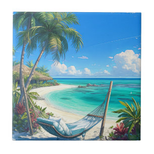 Ocean Paradise - Tropical Beach Oasis Ceramic Tile