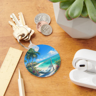 Ocean Paradise - Tropical Beach Oasis Key Ring