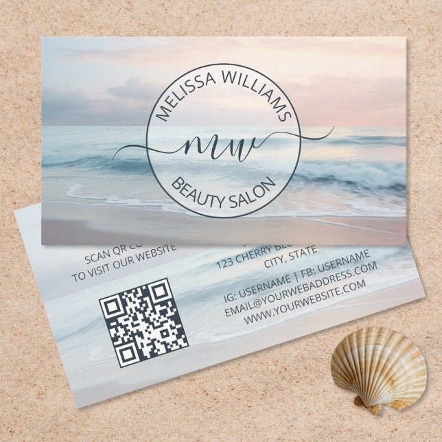 Ocean Pastel Colours Logo Business Card (Creator Uploaded)