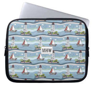 Ocean Pattern custom monogram laptop sleeves