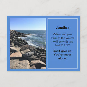 Ocean Photo Bible Verse Encouragement Blue Postcard
