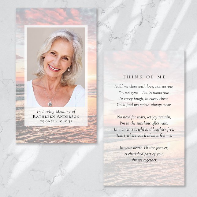 Ocean Photo Funeral Memorial Prayer Card (Creator Uploaded)