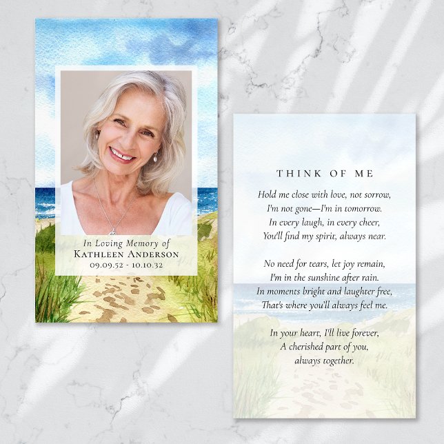 Ocean Photo Funeral Memorial Prayer Card (Creator Uploaded)