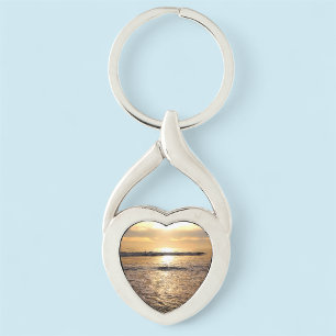 Ocean Photo Heart Shape Keychain Customisable