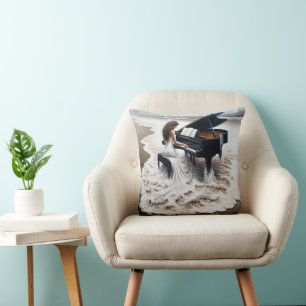 Ocean Pianist Play A Grand Pianol Cushion