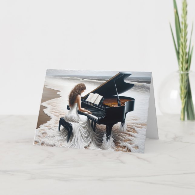 Ocean Pianist Sympathy Card (Front)