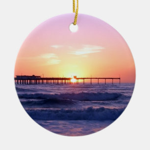 Ocean Pier at Sunset Ceramic Tree Decoration