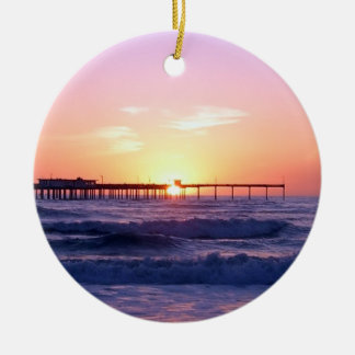 Ocean Pier at Sunset Ceramic Tree Decoration