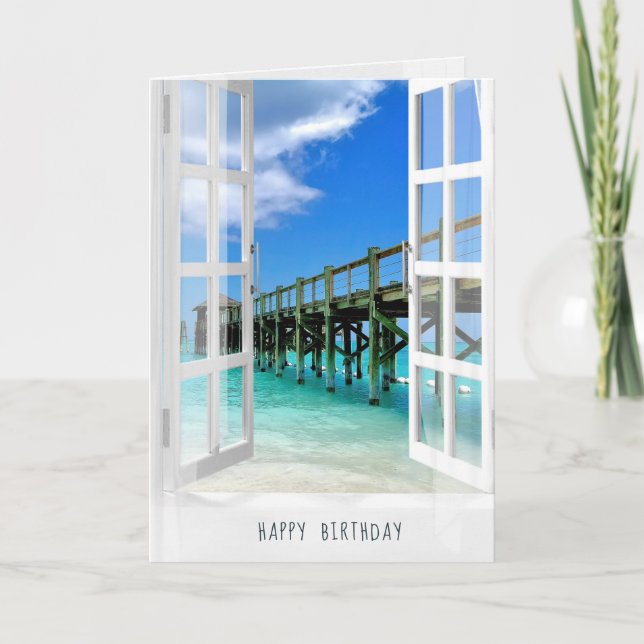 Ocean Pier view in window Card (Front)