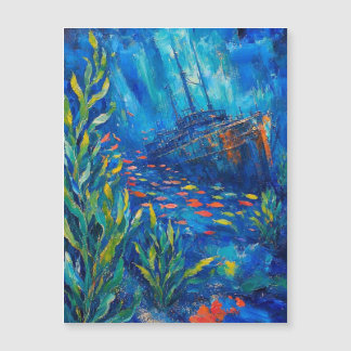 ocean plants fish sunken ship Abstract painting
