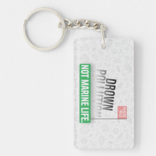 Ocean Plastic Pollution Awareness Typography Key Ring