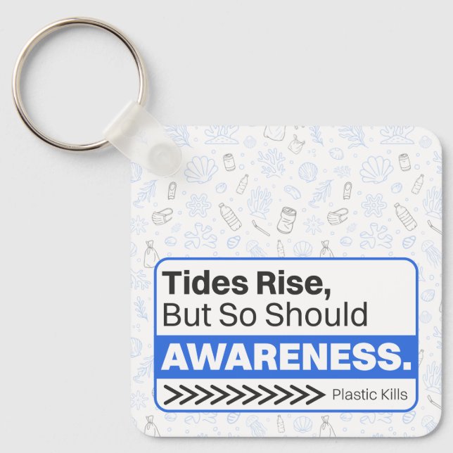 Ocean Plastic Pollution Environmental Awareness Key Ring (Front)