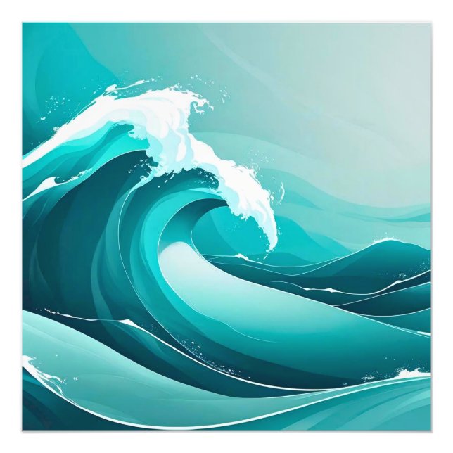 Ocean Pulse – Stylised Wave Art in Blue Tones Canv Photo Print (Front)
