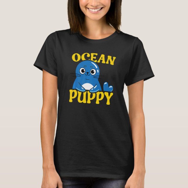 Ocean Puppy Underwater Animal Marine Biology Seal  T-Shirt (Front)