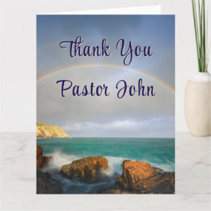 Ocean Rainbow Pastor Appreciation Thank You Card