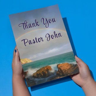 Ocean Rainbow Pastor Appreciation Thank You Card