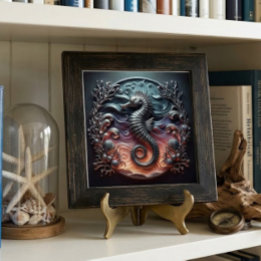 Ocean Reef & 3D Seahorse Faux Metal Ceramic Tile