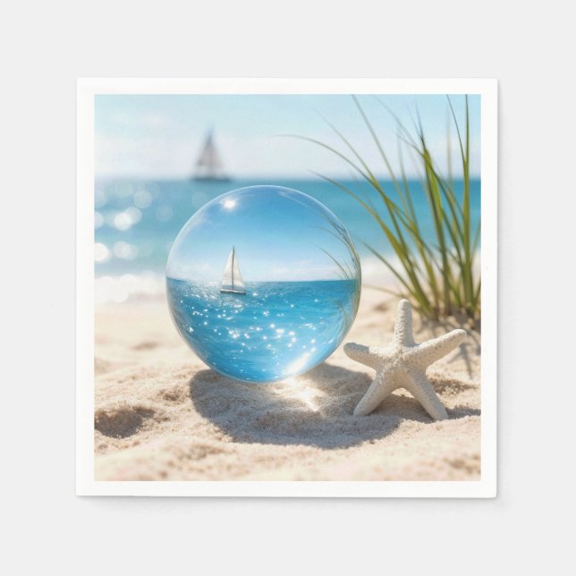 Ocean Reflection in a Lens Ball Napkin (Front)