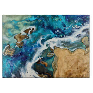 Ocean Resin Art Glass Cutting Board