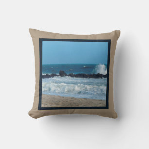 Ocean rocks beach Jersey Shore kitchen towel Cushion