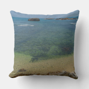 Ocean Rocks Clear Turquoise Coastal Water Cushion