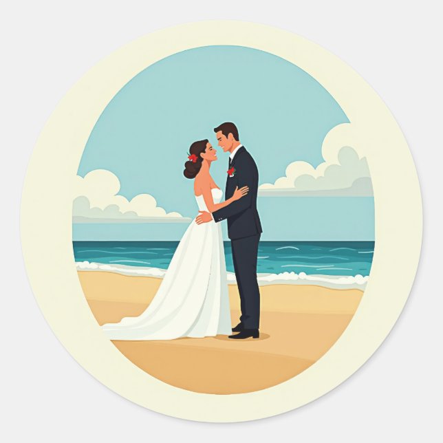 Ocean Romance Wedding Sticker (Front)