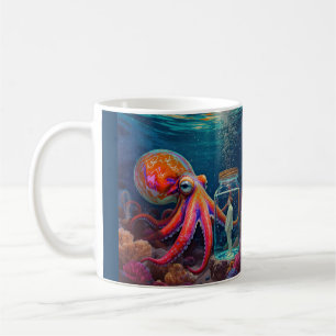 "Ocean’s Silent Captive" – Octopus Portrait Coffee Mug