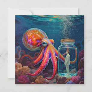 "Ocean’s Silent Captive" – Octopus Portrait Holiday Card