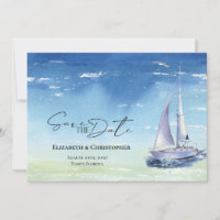 Ocean Sail Boat Yacht Club Watercolor Blue