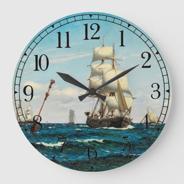 Ocean Sailing Clipper Tall Ship Boat Wall Clock (Front)