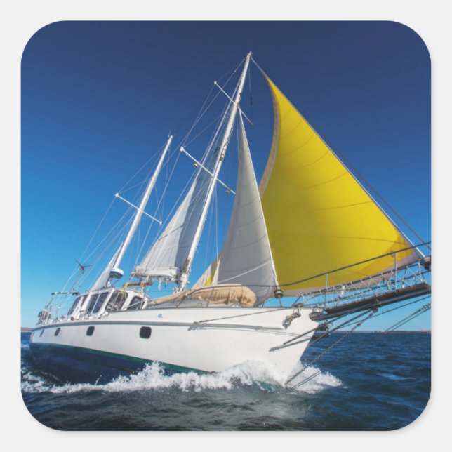 Ocean Sailing In A Yacht Square Sticker (Front)