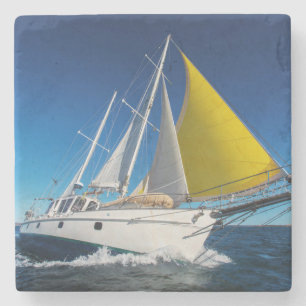 Ocean Sailing In A Yacht Stone Coaster