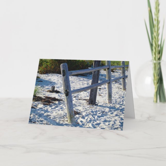 Ocean Sand Beach Fence Card (Front)