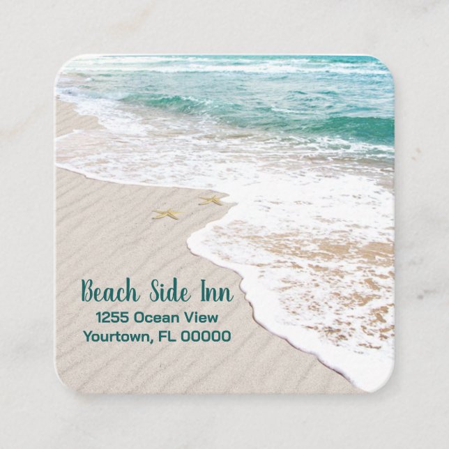 Ocean Sandy Beach Square Business Card (Front)