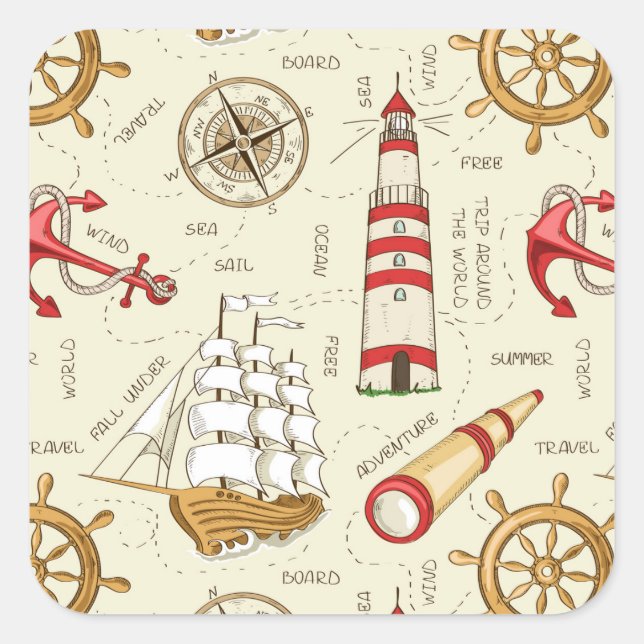 Ocean Scene Square Sticker (Front)